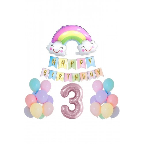 Gökkuşağı Folyo Balon Set 3 Yaş