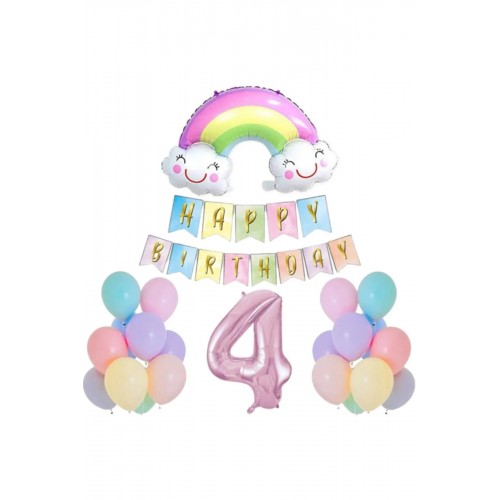 Gökkuşağı Folyo Balon Set 4 Yaş