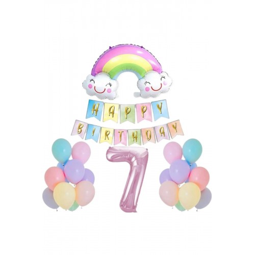 Gökkuşağı Folyo Balon Set 7 Yaş