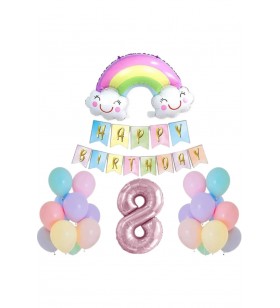 Gökkuşağı Folyo Balon Set 8 Yaş