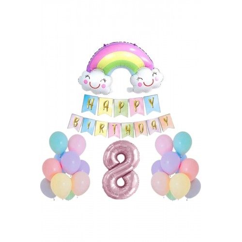 Gökkuşağı Folyo Balon Set 8 Yaş