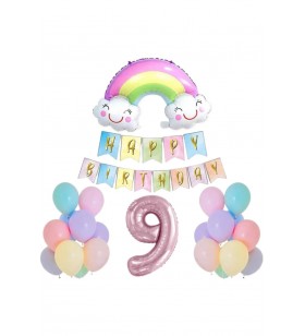 Gökkuşağı Folyo Balon Set 9 Yaş