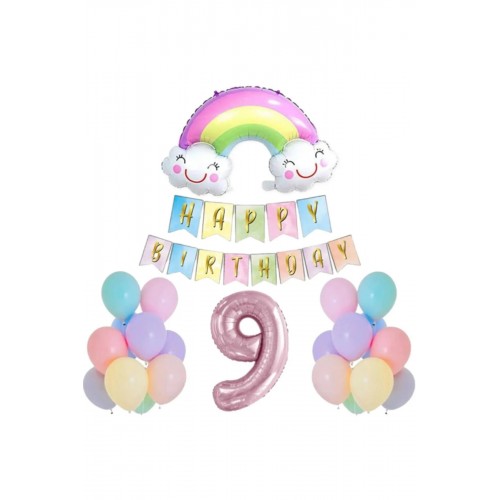 Gökkuşağı Folyo Balon Set 9 Yaş