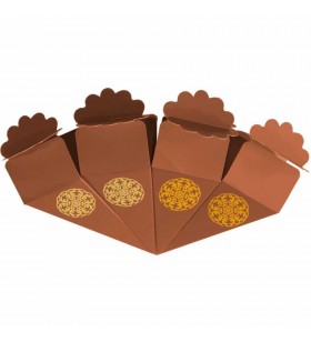 Altın Yaldız Baskılı Kahverengi Şeker Külahı 24'lü