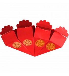 Altın Yaldız Baskılı Kırmızı Şeker Külahı 24'lü