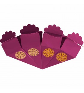 Altın Yaldız Baskılı Mürdüm Şeker Külahı 24'lü