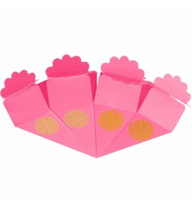 Altın Yaldız Baskılı Pembe Şeker Külahı 24'lü