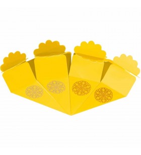 Altın Yaldız Baskılı Sarı Şeker Külahı 24'lü