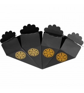 Altın Yaldız Baskılı Siyah Şeker Külahı 24'lü