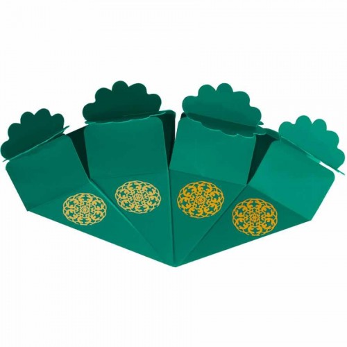 Altın Yaldız Baskılı Yeşil Şeker Külahı 24'lü