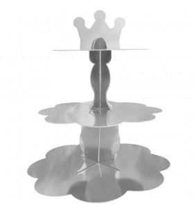 Metalik Gümüş Cupcake Standı