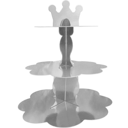 Metalik Gümüş Cupcake Standı