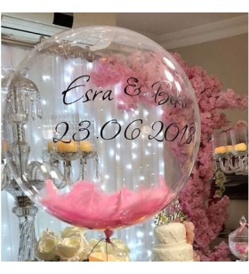 ŞEFFAF TÜYLÜ - ETİKETLİ KİŞİYE ÖZEL BALON 1 ADET